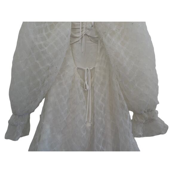 LPA Taluah Mini Dress Womens Small White Cottagecore Whimsy Boho Peasant - Picture 7 of 16